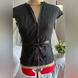 Banana Republic Semi Sheer Lace Hook & Eye Top L